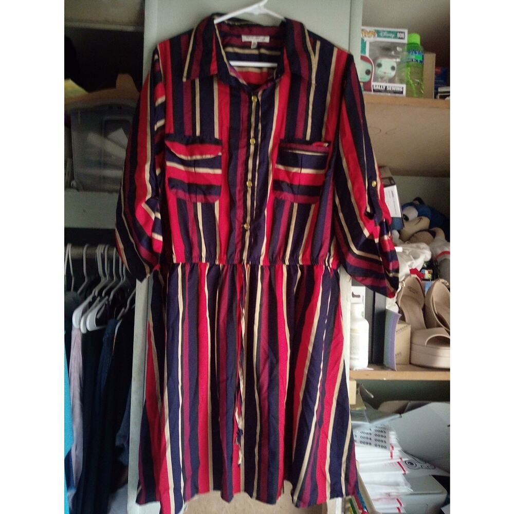 Speed Control Women's Dress Fresh Striped Size 3X Multicolor Pre Owned Smoke Fre